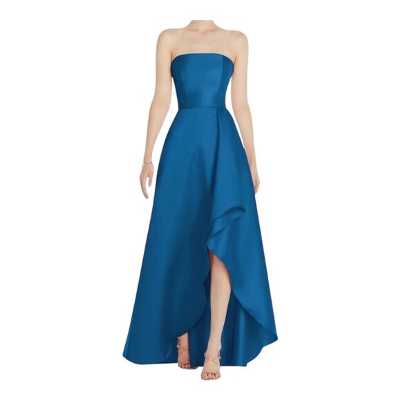 Alfred Sung D832 strapless satin gown dress blue size 10 - Picture 1 of 8